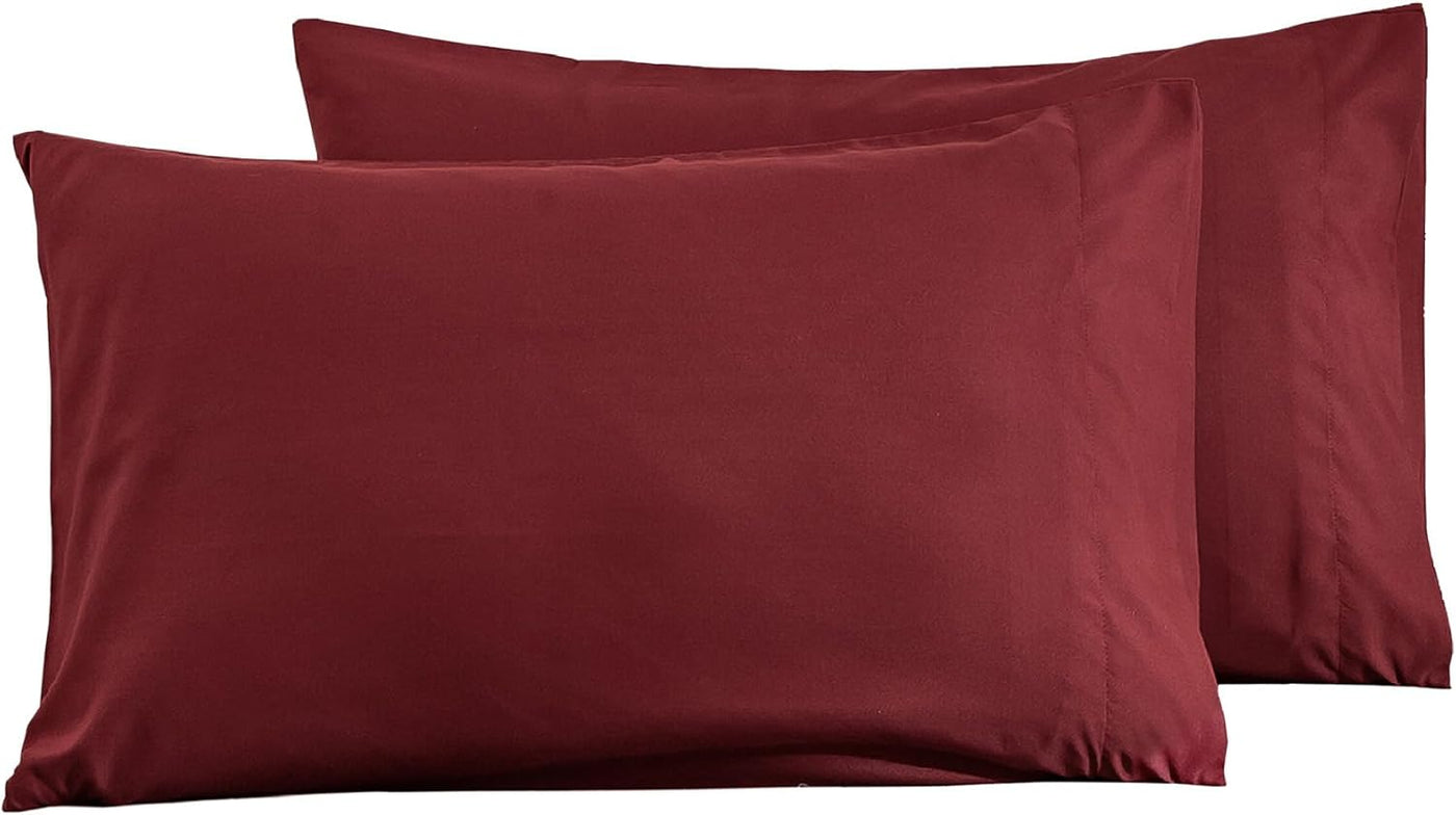 2 Pack Microfiber Queen Pillowcases - Super Soft Envelope Closure - Wrinkle, Fade and Stain Resistant