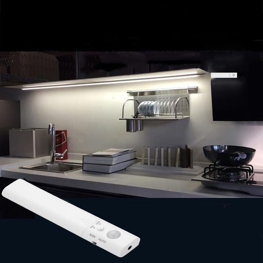 9.8ft Motion Sensor LED Strip Light – Battery-Powered Under Cabinet, Closet, Basement, Counter, Bed & Stair Light, 4000K
