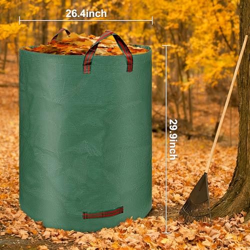 72-Gallon Reusable Yard Waste Leaf Bag with Waterproof Tear-Resistant Fabric and Reinforced Handles