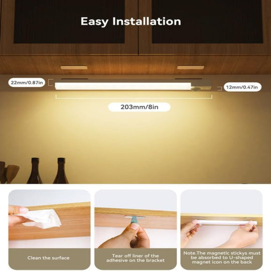 3-Pack Under Cabinet Lights – 8 Inch Motion Sensor LED, Rechargeable Wireless Closet Lighting