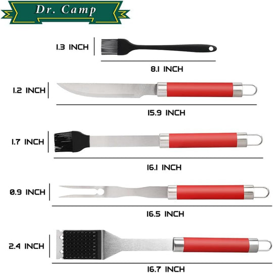 5-Piece Grill Tool Set – Stainless Steel BBQ Accessories Kit for Outdoor Cooking