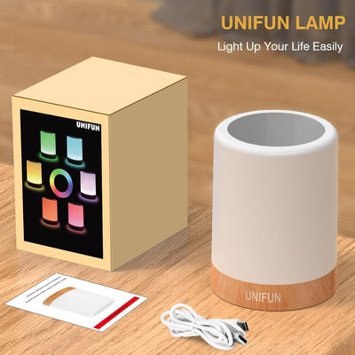 Rechargeable Dimmable Night Light Touch Lamp with Warm White Light & Color Changing RGB