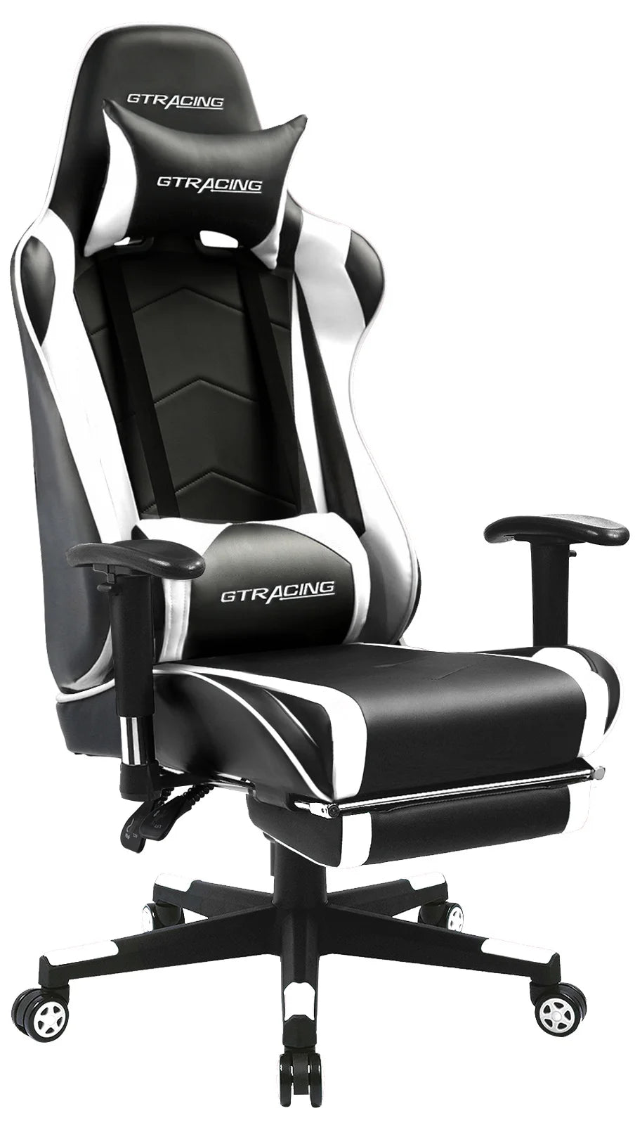 Gaming Office Chair - PU Leather with Footrest & Adjustable Headrest