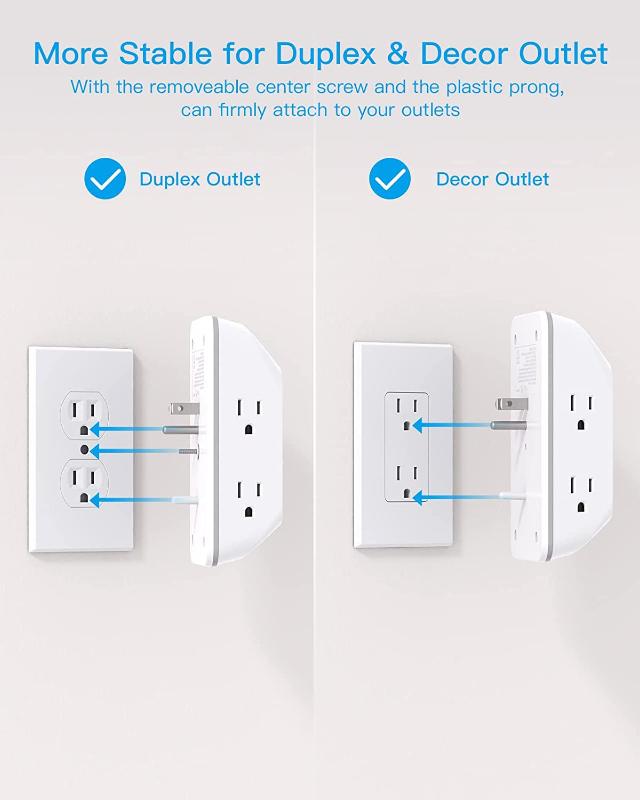  Outlet Extender with Night Light, Multi Plug Outlet, USB Wall Charger Surge Protector