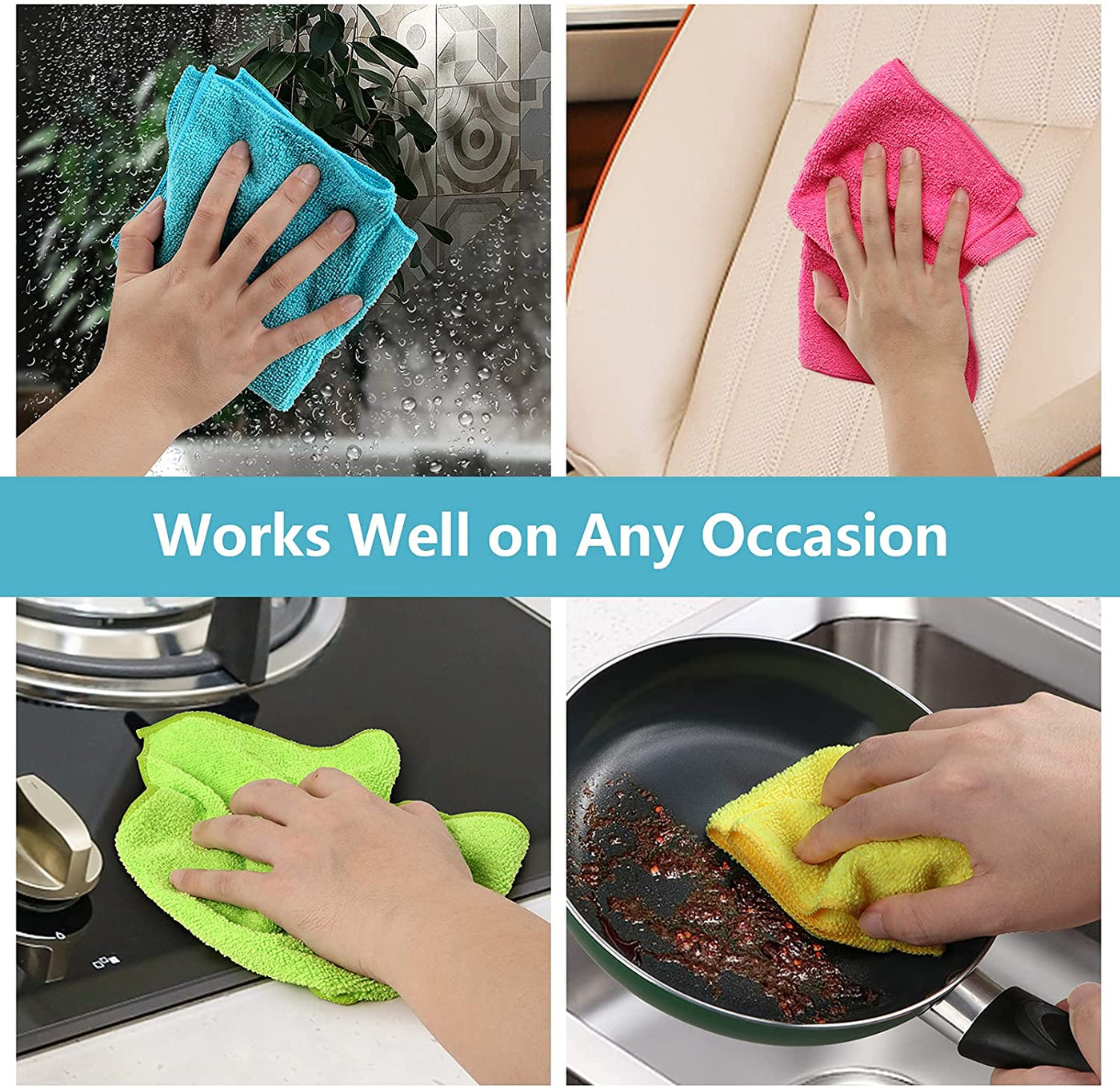 12 Pack Microfiber Cleaning Cloths,11.5"X11.5"