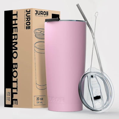 20oz Stainless Steel Tumbler, Vacuum Insulated with Lid and Straw for Hot and Cold Drinks