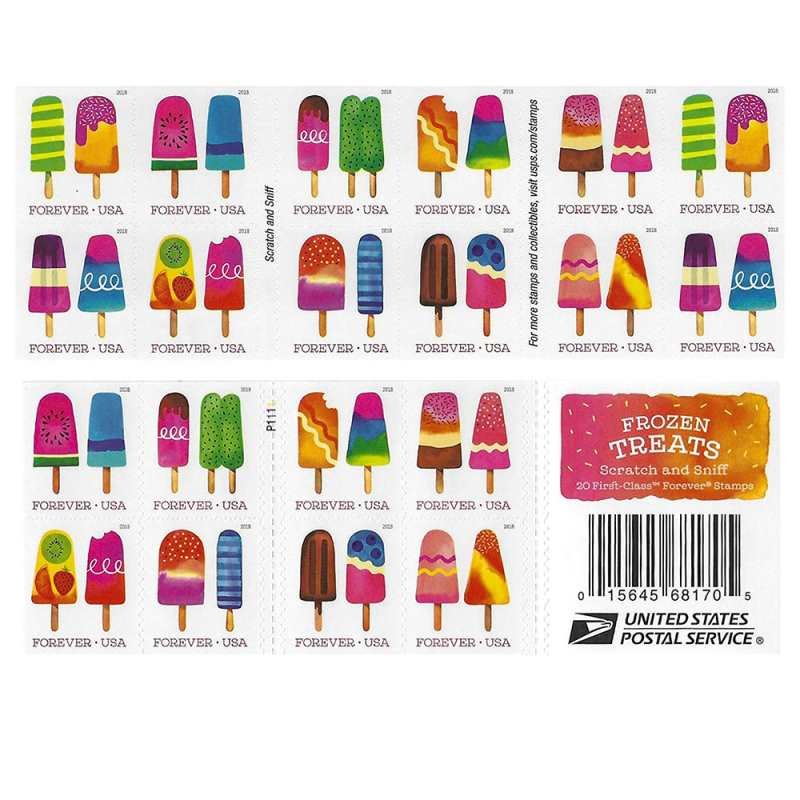 USPS FROZEN TREATS Forever Stamps 2018 - Book of 20 Postage Stamps