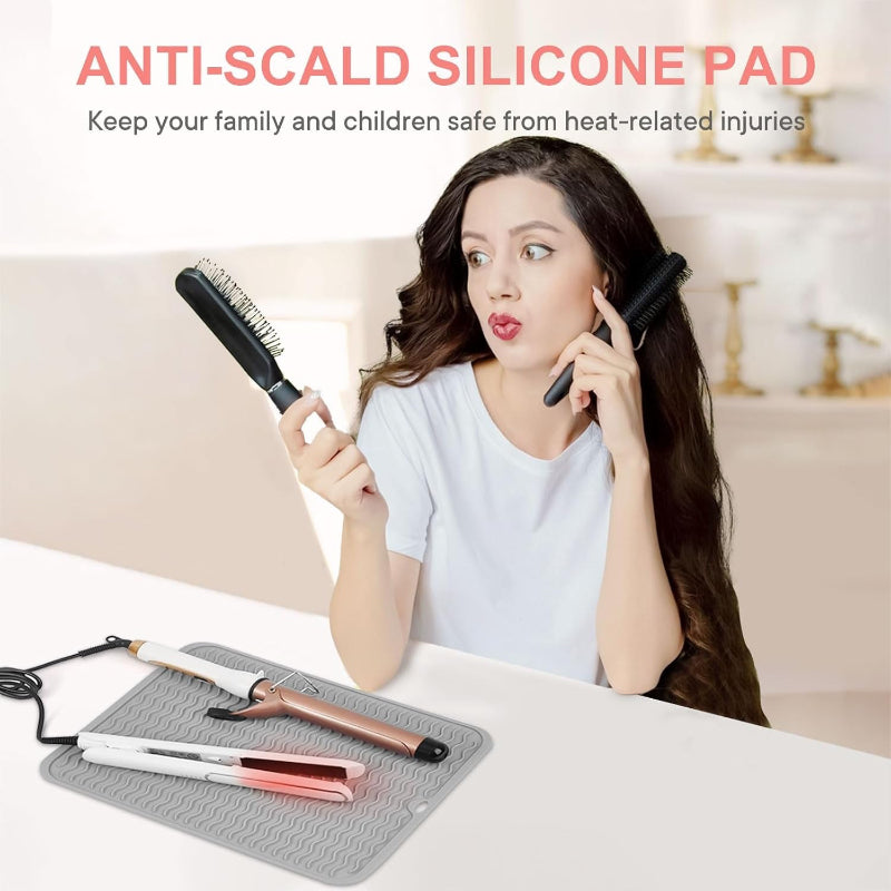 Oversized Silicone Heat Resistant Mat with Velcro for Curling Irons and Styling Tools