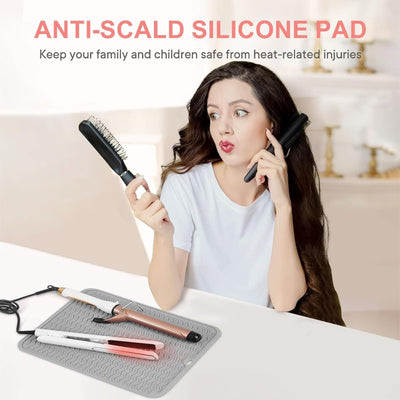 Oversized Silicone Heat Resistant Mat with Velcro for Curling Irons and Styling Tools