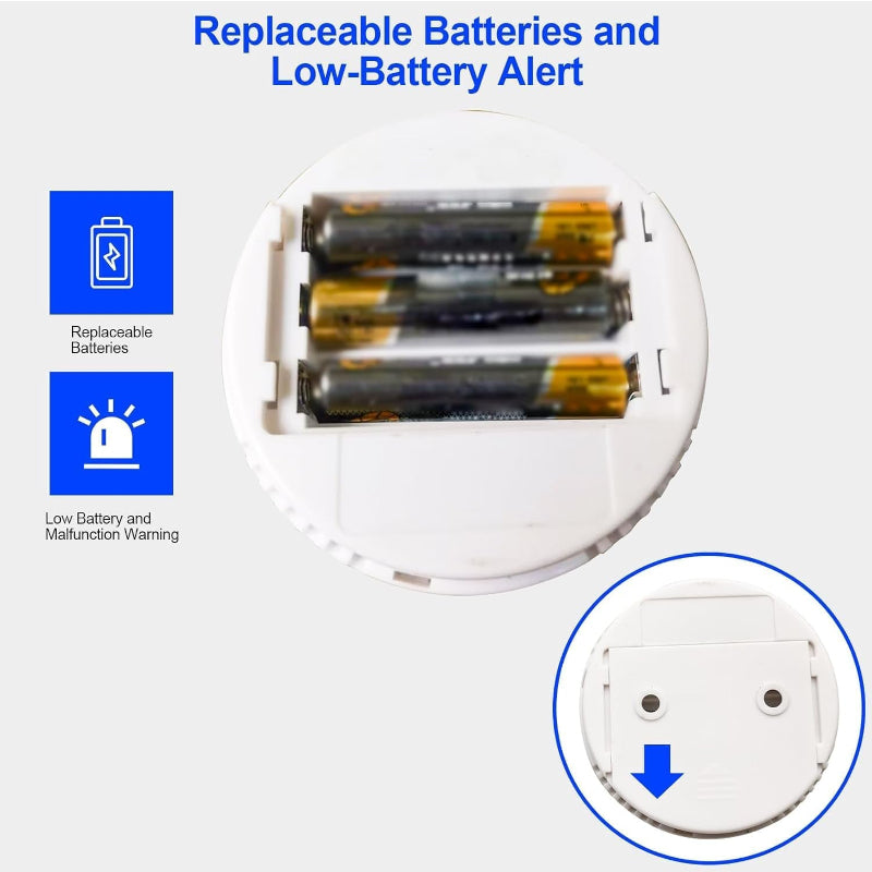  2-Pack Carbon Monoxide Detectors with LED Display, Battery Powered CO Alarm