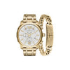 Men's Gold Round Analog Watch Set with Bracelet