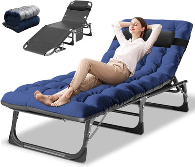 5 Position Folding Lounge Chair - Adjustable, Multi-Use Reclining Chair