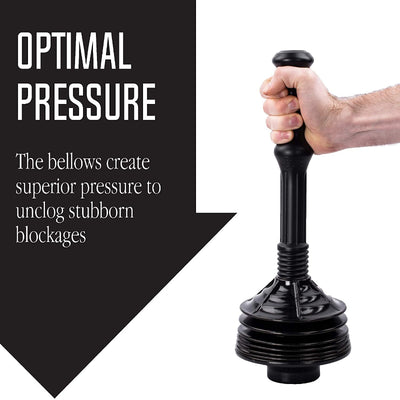 Professional Bellows Accordion Toilet Plunger, High-Pressure Plunge for Clogs