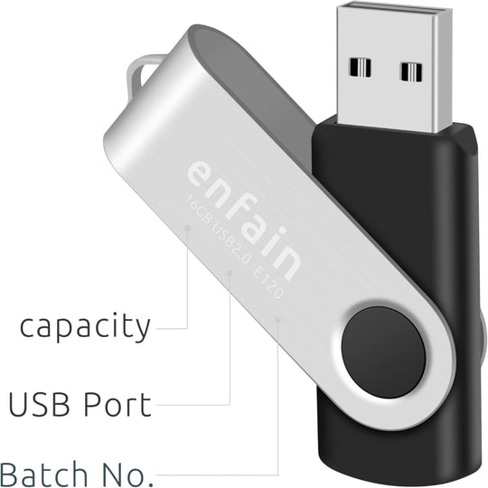 10-Pack USB Flash Drives – 128MB Storage Use – Swivel Cap Design with Labels – Bulk Thumb Drives for Small File Storage