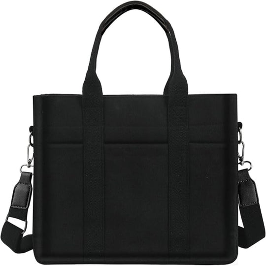 Canvas Tote Bag – Zipper Closure Work & College Organizer Handbag with Compartments