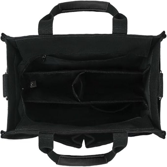 Canvas Tote Bag – Zipper Closure Work & College Organizer Handbag with Compartments