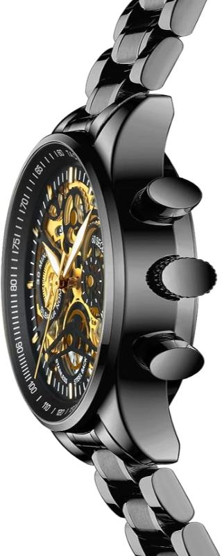 Men's Analog Chronograph Military Watch - Waterproof Quartz Gold Stainless Steel