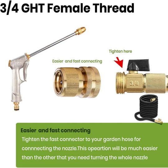 High Pressure Garden Hose - Nozzle Sprayer for Lawn Watering, Car Washing and Cleaning