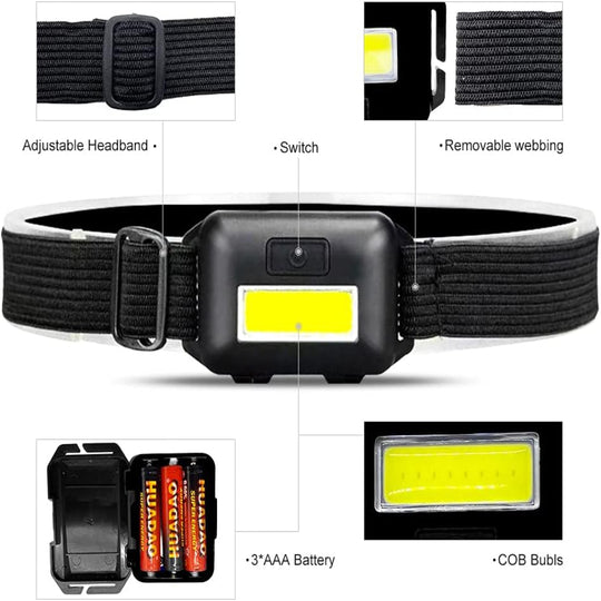 8 Pack LED Headlamps for Adults and Kids, Ultra Bright Head Lamp with 3 Modes - Includes Batteries