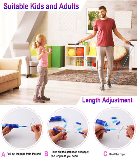 Adjustable Beaded Jump Rope – Kids & Adults Fitness Use – Tangle-Free Segmented Design – Exercise, Training, Workout & Weight Loss