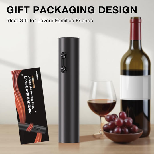 Electric Wine Opener – Automatic Corkscrew Use – One-Button Operation with Foil Cutter – Effortless Wine Bottle Opening