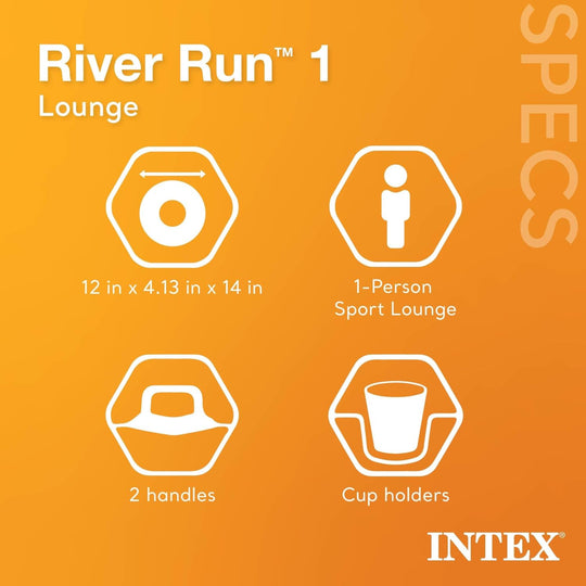 Inflatable River Float Lounge with Backrest Cup Holders and Grab Handles