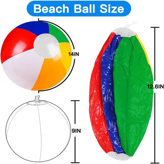 12-Pack Inflatable Beach Balls – 12-Inch Rainbow Design – Pool & Beach Play Use – Lightweight Summer Water Toys
