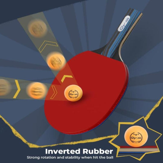 Glymnis Ping Pong Paddles Set Table Tennis Rackets with Balls, Storage Case for Indoor Outdoor Table Tennis Paddle Game Accessories