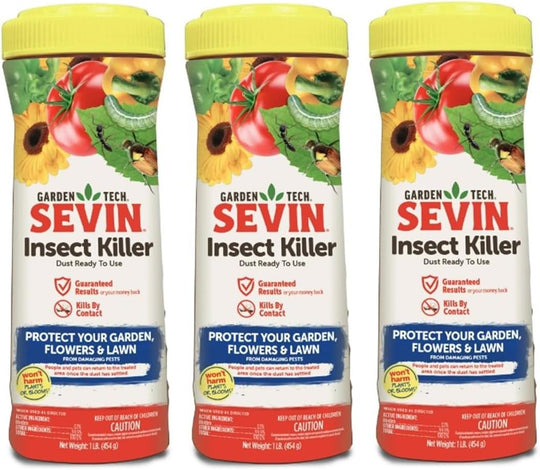 Garden Tech Sevin 5-Percent Dust Bug Killer Shaker Canister, pack of 3 - 1lb shakers