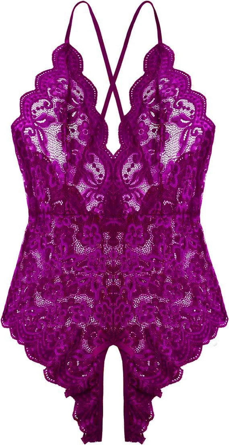 Women's One Piece Lingerie - Sexy Teddy V Neck Lace Bodysuit