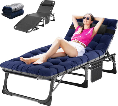 5 Position Folding Lounge Chair - Adjustable, Multi-Use Reclining Chair