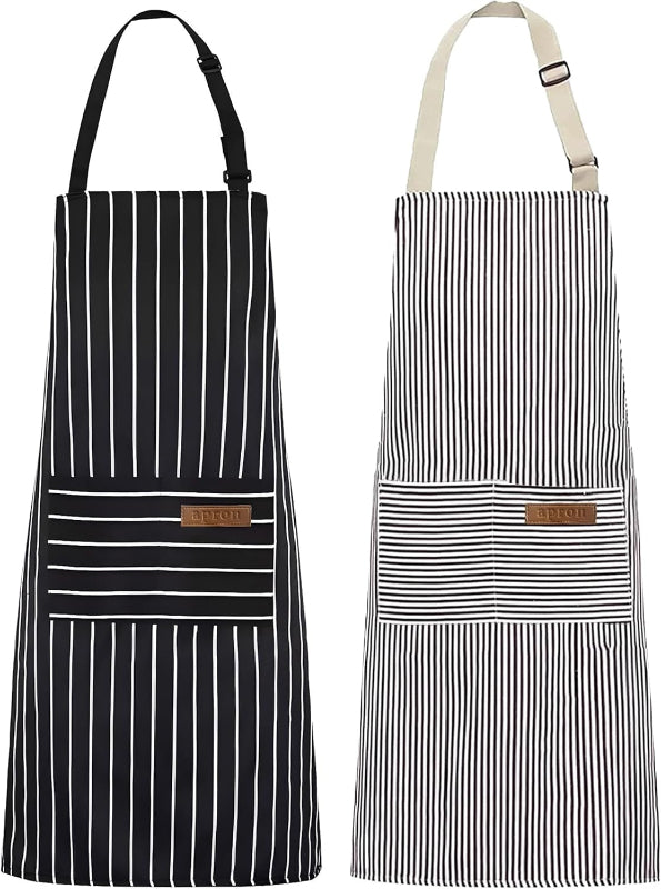 2 Pack Cooking Kitchen Aprons with Adjustable Bib and 2 Pockets