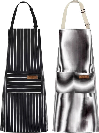 2 Pack Cooking Kitchen Aprons with Adjustable Bib and 2 Pockets