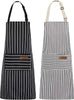 2 Pack Cooking Kitchen Aprons with Adjustable Bib and 2 Pockets