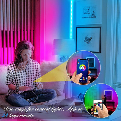 LED Strip Lights with App Control Remote, 12V 5050 RGB, Music Sync Color Changing Lights
