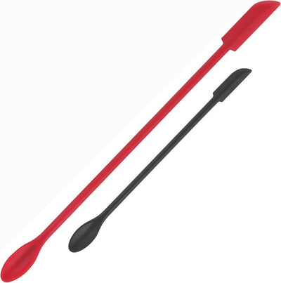 Miri Spatula Silicone Spatula Set - Cuttte 2pcs Makeup Spatula Small Spatula for Cosmetics, Reusable Beauty Tiny Spatula, Thin Jar Spatula Food Scraper, Get Last of Makeup Out, Black and Red