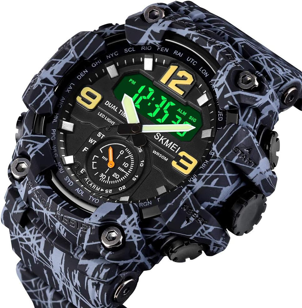 Men's Multifunction Large Face Sports Watch, Waterproof Shockproof Camouflage Series