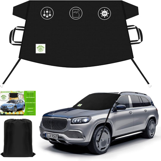 Car Windshield Cover – Ice & Snow Protection for Vehicles – Windproof Anti-Theft – 600D Waterproof Polyester