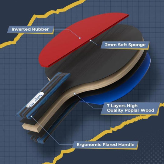 Glymnis Ping Pong Paddles Set Table Tennis Rackets with Balls, Storage Case for Indoor Outdoor Table Tennis Paddle Game Accessories