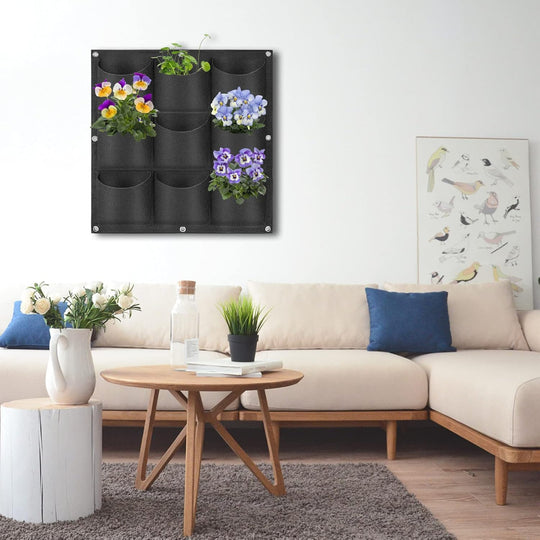 Hanging Planter Bag – 9 Pocket Vertical Wall Garden Grow Bag for Indoor Outdoor Plants