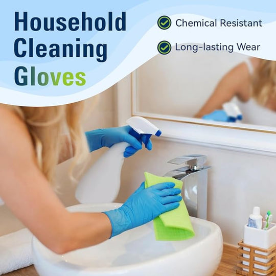 Nitrile Disposable Gloves – Food-Safe, Latex-Free, Powder-Free Blue Rubber Gloves for Cooking & Cleaning