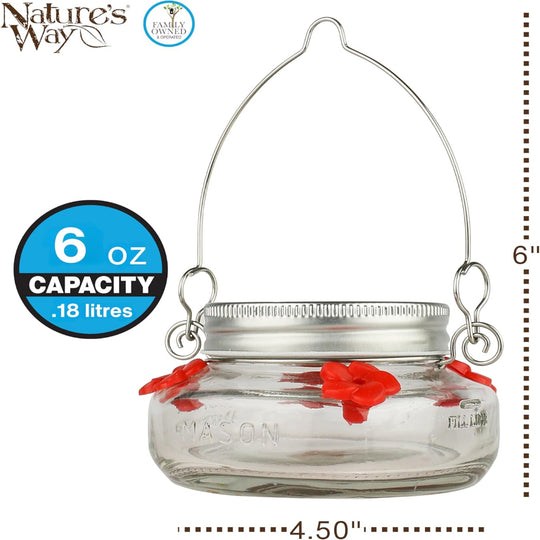 Hummingbird Feeder – Mason Jar Glass Dish Feeder for Outdoor Garden Bird Feeding