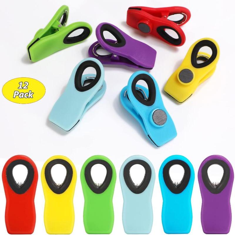 12 Pack  Colorful Magnetic Bag Clips