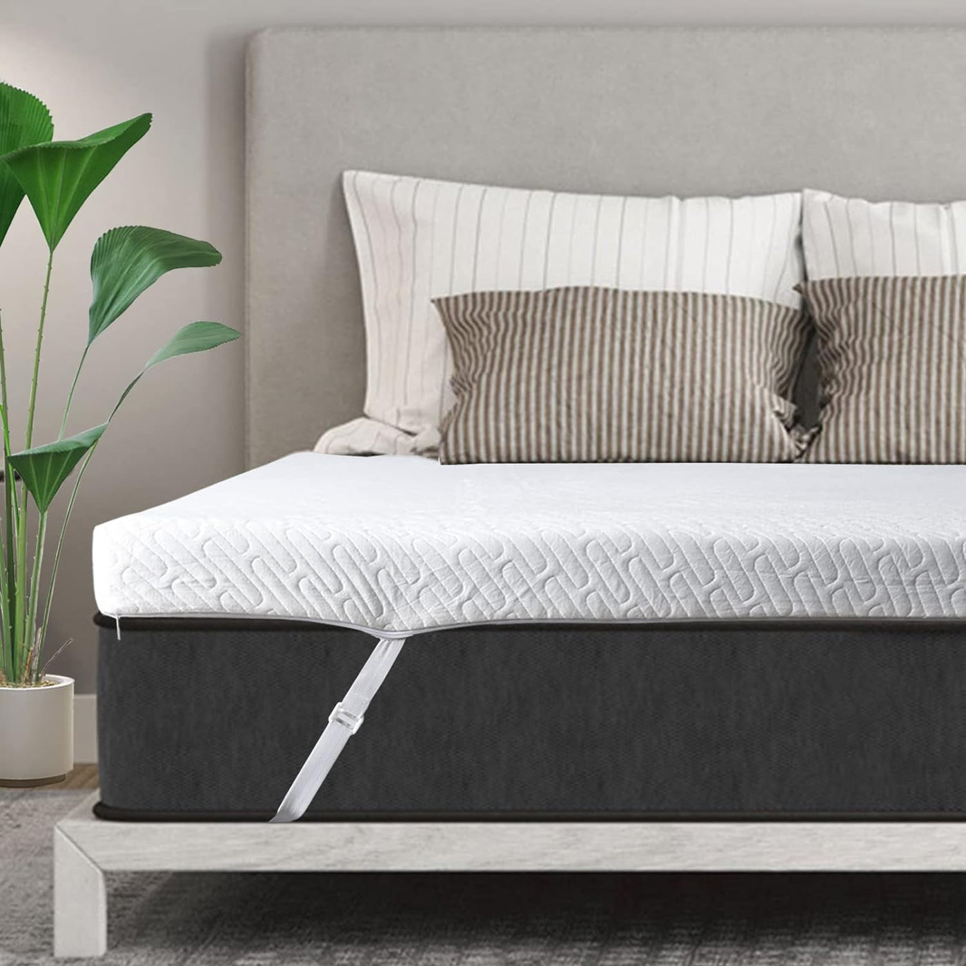 3 Inch Memory Foam Mattress Topper King Size, Cooling Relieving Mattress Pad for Bed with Bamboo Fiber Cover