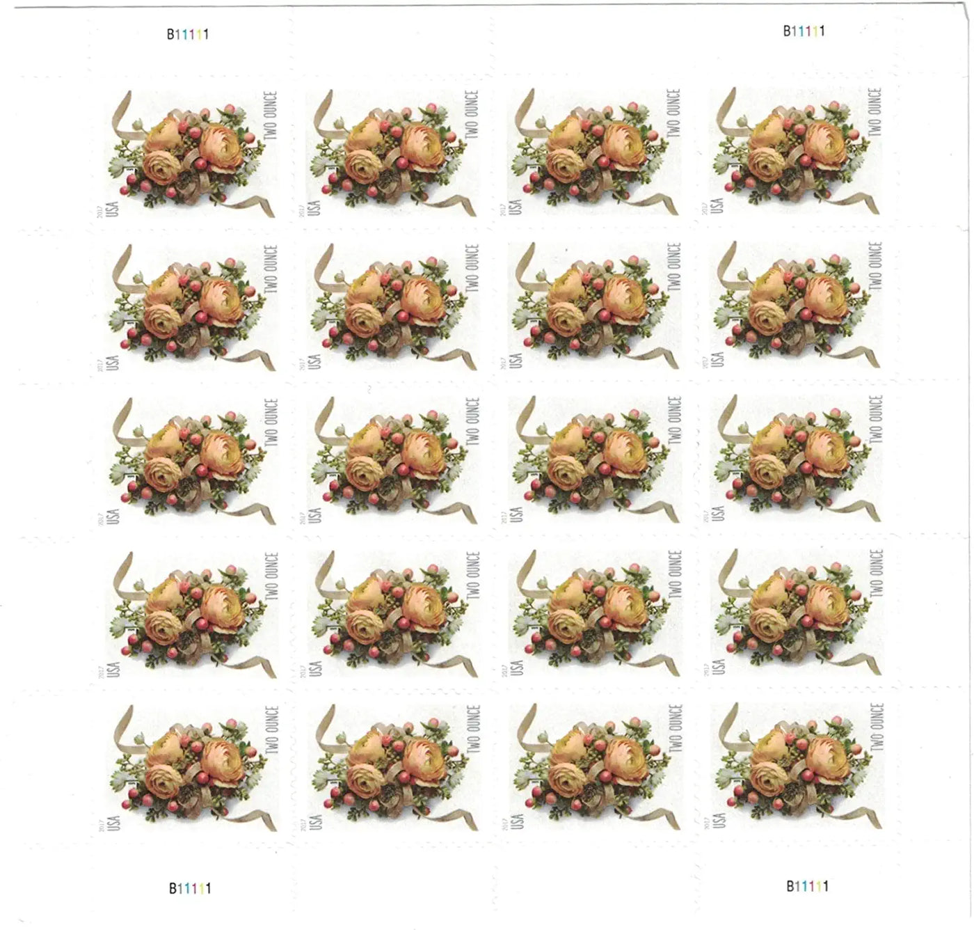 USPS Celebration Corsage Two Ounce 2017 Forever Stamps - Booklet of 20 Postage Stamps - For Birthdays, Weddings, Anniversaries, and Other Celebrations