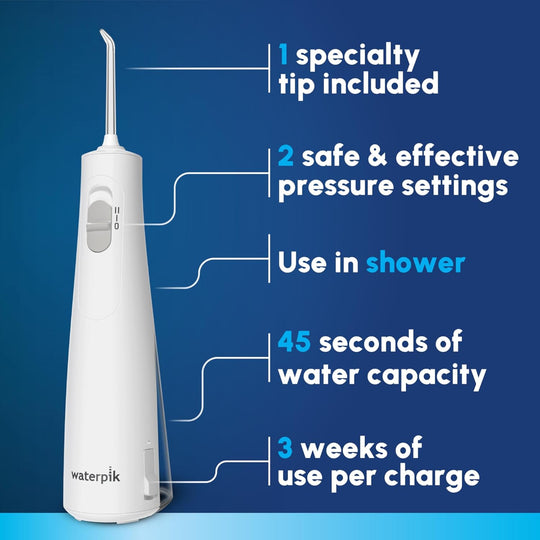 Cordless Water Flosser – Portable Teeth Cleaning Use – Rechargeable Waterproof Design – Oral Irrigator for Braces, Travel & Healthier Gums – White