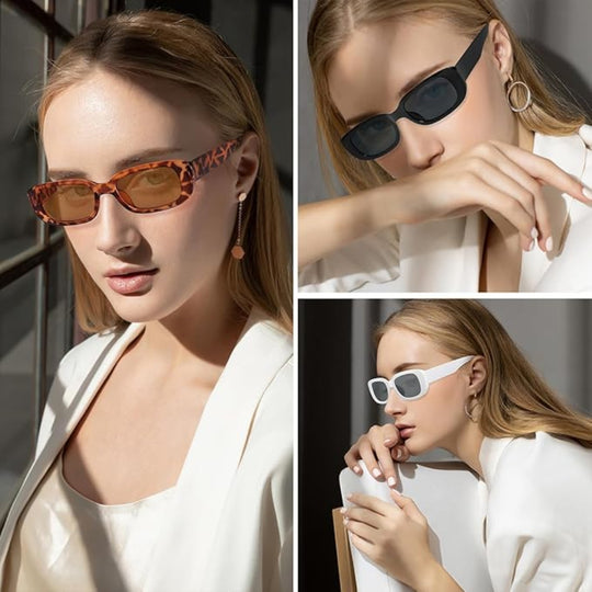 2-Pack Retro Rectangle Sunglasses – Trendy Y2K 90s Style – Square Frame UV400 Protection – Fashion Shades for Men & Women