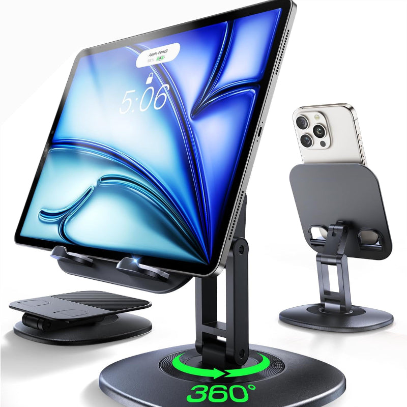 Tablet Stand for Desk, Foldable 360° Rotating Tablet Holder