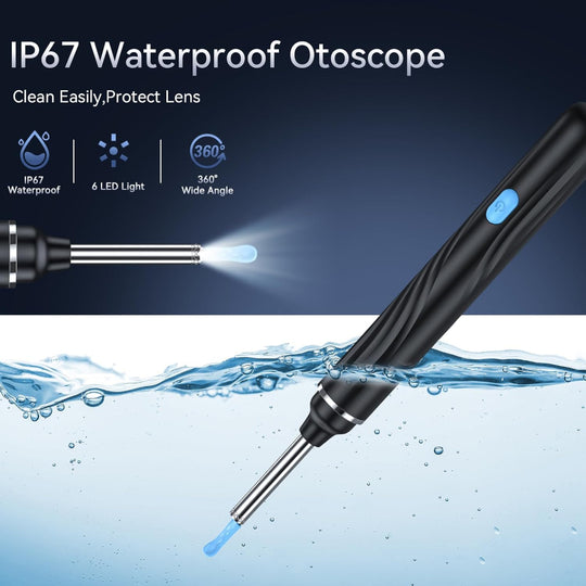 Ear Wax Removal Tool with Camera – 1080P HD Ear Cleaner with 6 LED Lights, 6 Ear Picks, Compatible with iOS & Android