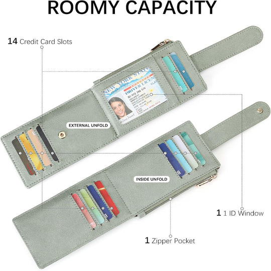 Women’s RFID Blocking Leather Wallet – Slim Bifold Credit Card Holder Organizer